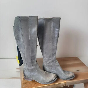 Jessica Simpson Women's 6.5 Knee High Boot Gray Leather/Fabric Upper Pull On